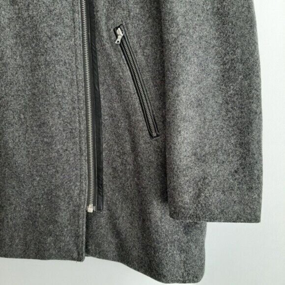 GAP Short Moto Coat Jacket Wool Blend Grey Sz M - Picture 6 of 14
